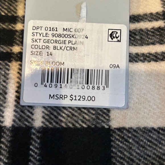 NWT ANTONIO MELANI Georgie Black and White Plaid Fringe Skirt size 14 - Picture 6 of 13